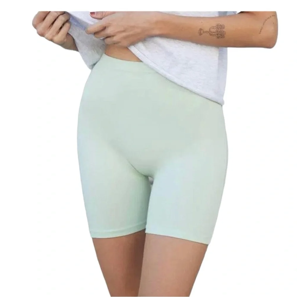 Brandy Melville Pastel Green High Rise Waist Bike Shorts S M L Cotton Comfy